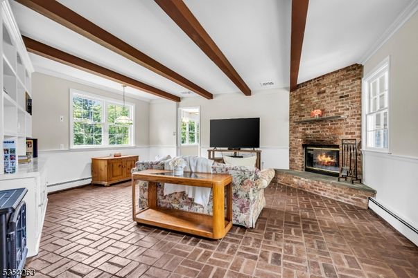 Fireplace, Interior, Stone Walls, Wooden Beams