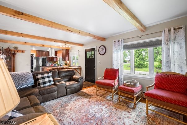 Interior, Kitchen, Living room, Stainless Steel Appliances, Wooden Beams