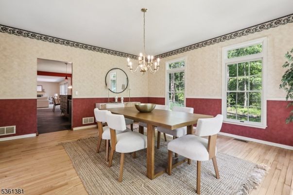 Chandelier, Dining room, Interior, Wood Texture Flooring