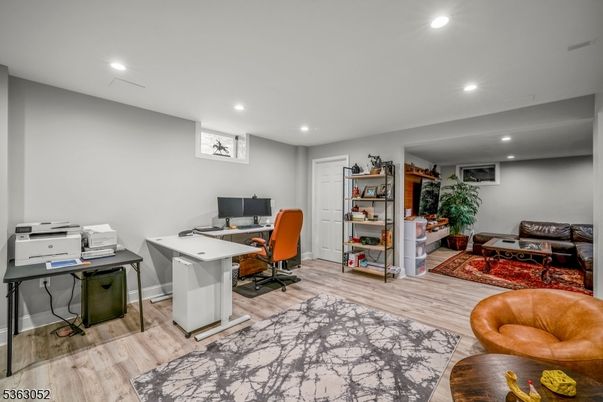 Home Office, Interior, Recessed Lighting, Wood Texture Flooring