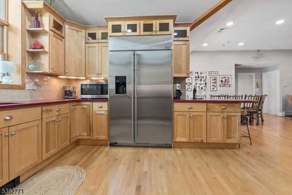 Dining room, Interior, Kitchen, Recessed Lighting, Stainless Steel Appliances, Wood Texture Flooring