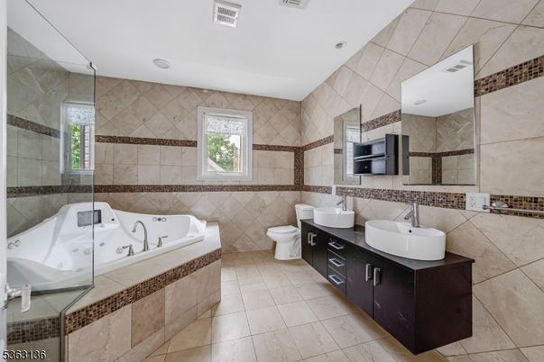 Bathroom, Dual Sink Vanities, Glass Shower, Interior, Recessed Lighting