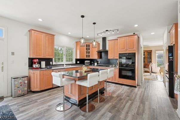 Interior, Kitchen, Pendant Lights, Recessed Lighting, Wood Texture Flooring