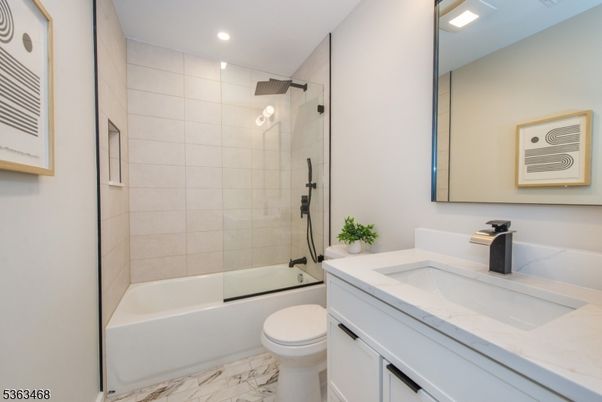 Bathroom, Glass Shower, Interior, Marble, Recessed Lighting