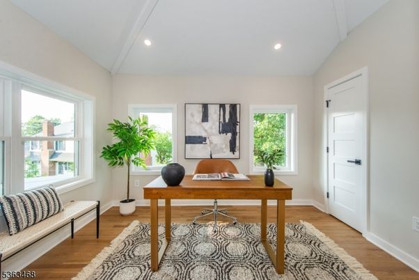 Home Office, Interior, Recessed Lighting, Wood Texture Flooring