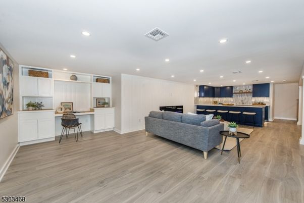 Interior, Kitchen, Living room, Recessed Lighting, Wood Texture Flooring