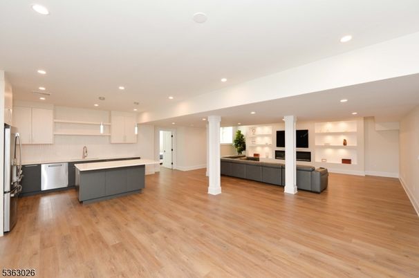 Interior, Kitchen, Recessed Lighting, Wood Texture Flooring