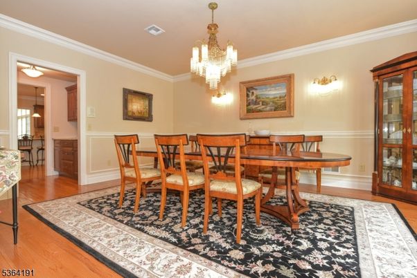 Chandelier, Dining room, Interior, Wood Texture Flooring