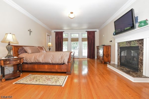 Bedroom, Fireplace, Interior, Wood Texture Flooring