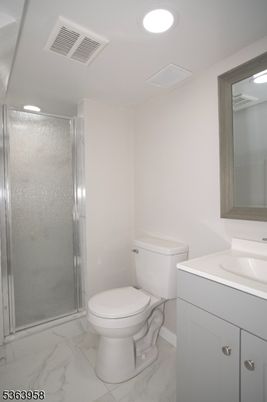 Bathroom, Glass Shower, Interior, Marble, Recessed Lighting