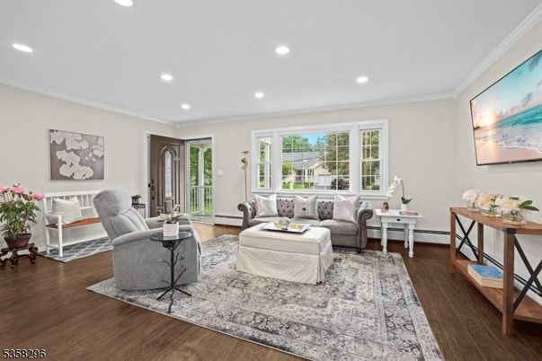 Interior, Living room, Recessed Lighting, Wood Texture Flooring