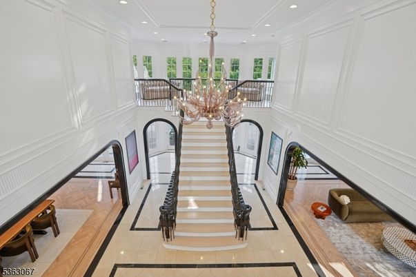 Chandelier, Interior, Recessed Lighting, Wood Texture Flooring
