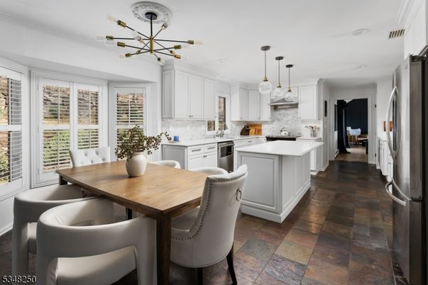 Dining room, Interior, Kitchen, Pendant Lights, Recessed Lighting