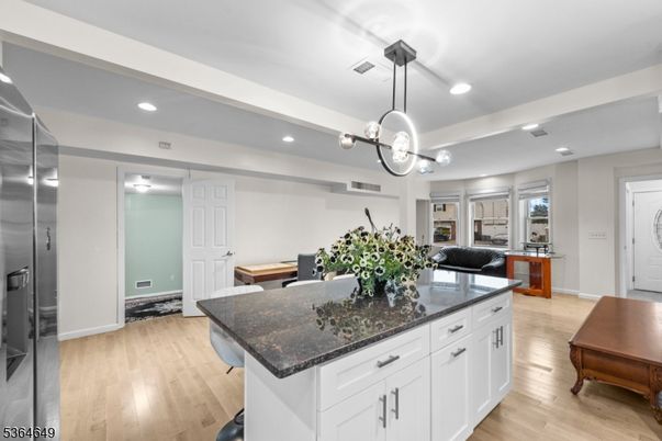Interior, Kitchen, Pendant Lights, Recessed Lighting, Wood Texture Flooring