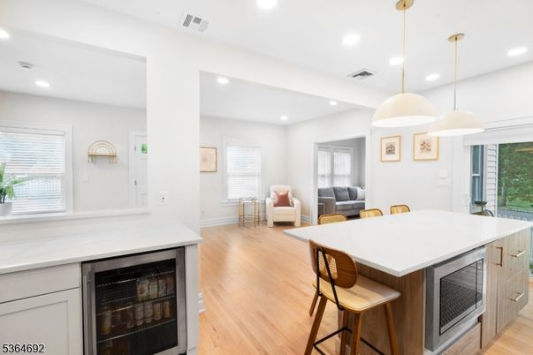 Interior, Kitchen, Pendant Lights, Recessed Lighting, Wood Texture Flooring