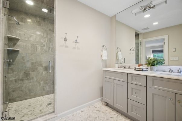 Bathroom, Dual Sink Vanities, Glass Shower, Interior, Recessed Lighting