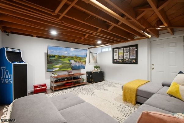Interior, Living room, Recessed Lighting, Wooden Beams