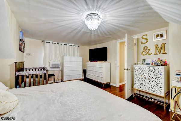 Bedroom, Chandelier, Interior, Wood Texture Flooring