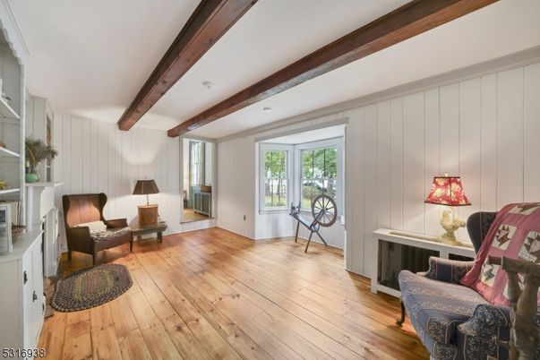 Fireplace, Interior, Living room, Recessed Lighting, Wooden Beams, Wood Texture Flooring