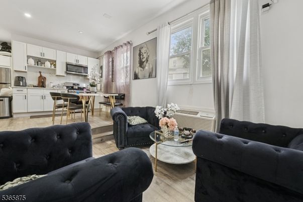 Home Office, Interior, Kitchen, Recessed Lighting, Stainless Steel Appliances, Wood Texture Flooring
