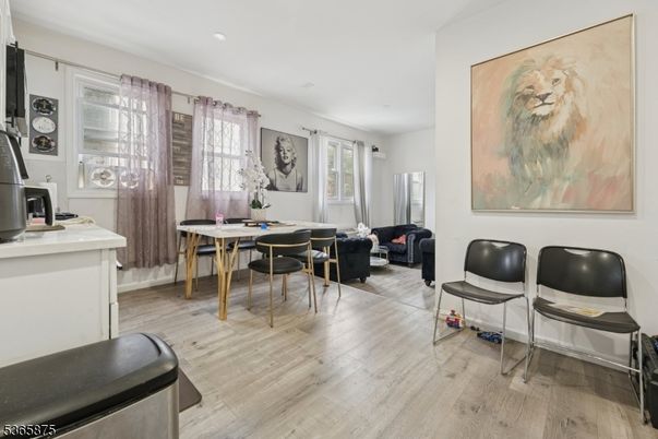 Dining room, Interior, Living room, Recessed Lighting, Wood Texture Flooring