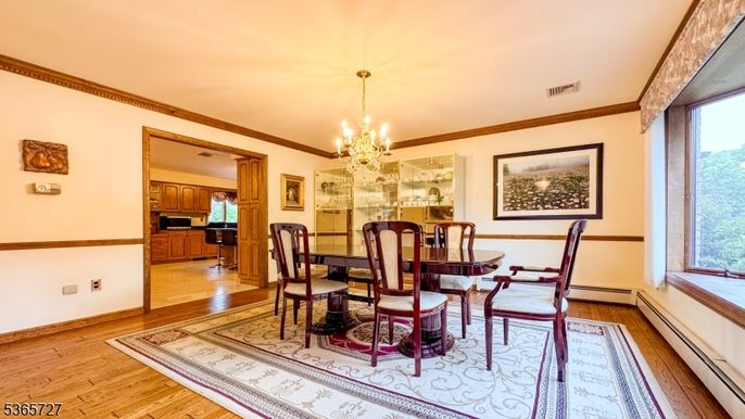 Chandelier, Dining room, Interior, Wood Texture Flooring
