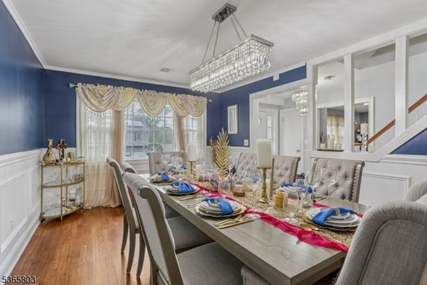 Chandelier, Dining room, Interior, Wood Texture Flooring
