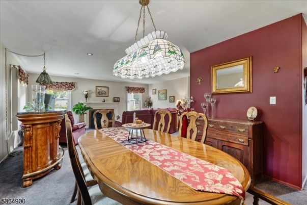 Dining room, Fireplace, Interior, Pendant Lights, Recessed Lighting