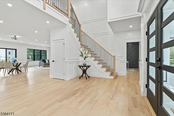 Dining room, Interior, Recessed Lighting, Wood Texture Flooring