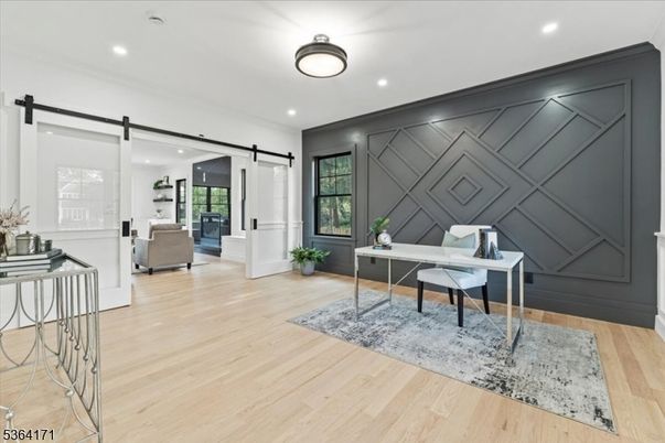 Home Office, Interior, Recessed Lighting, Wood Texture Flooring