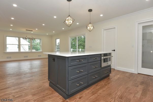 Interior, Kitchen, Pendant Lights, Recessed Lighting, Wood Texture Flooring