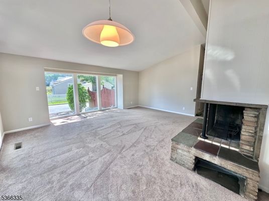 Empty room, Fireplace, Interior, Pendant Lights
