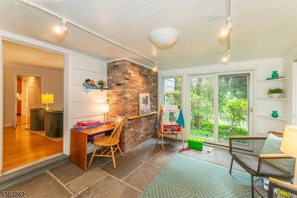 Interior, Stone Walls, Wood Texture Flooring