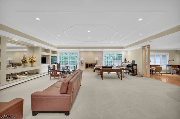 Dining room, Fireplace, Interior, Living room, Recessed Lighting