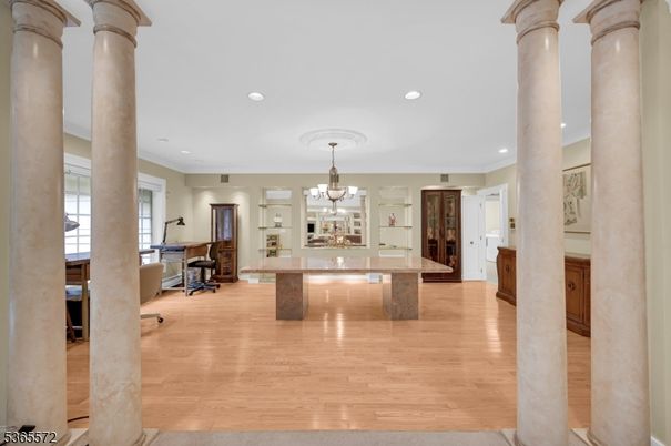 Chandelier, Game Room, Interior, Recessed Lighting, Wood Texture Flooring