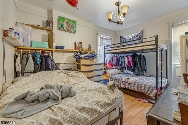 Bedroom, Chandelier, Interior, Wood Texture Flooring