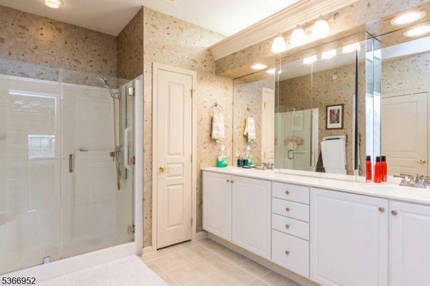 Bathroom, Dual Sink Vanities, Glass Shower, Interior, Recessed Lighting