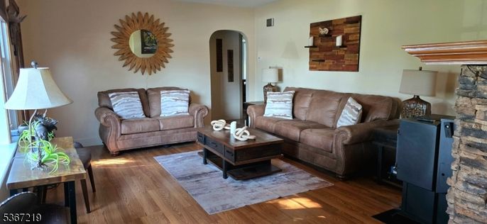 Interior, Living room, Stone Walls, Wood Texture Flooring