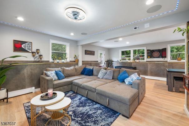 Interior, Living room, Recessed Lighting, Wood Texture Flooring