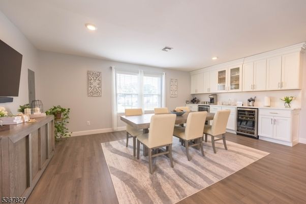 Dining room, Interior, Kitchen, Recessed Lighting, Wood Texture Flooring