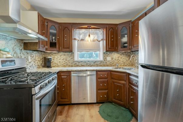Interior, Kitchen, Pendant Lights, Stainless Steel Appliances, Wood Texture Flooring