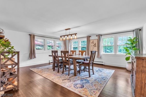Chandelier, Dining room, Interior, Pendant Lights, Wood Texture Flooring