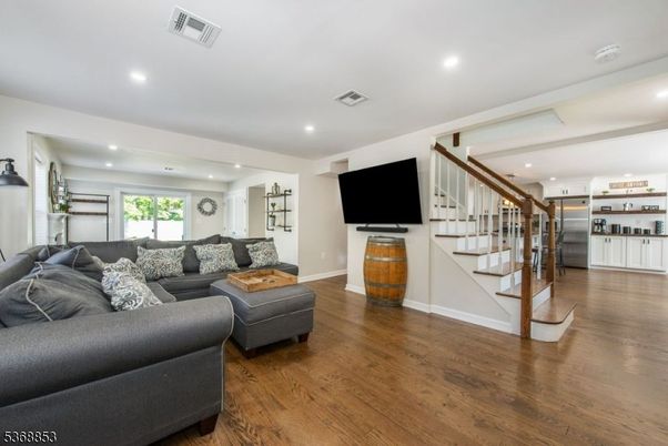 Interior, Kitchen, Living room, Recessed Lighting, Stainless Steel Appliances, Wood Texture Flooring