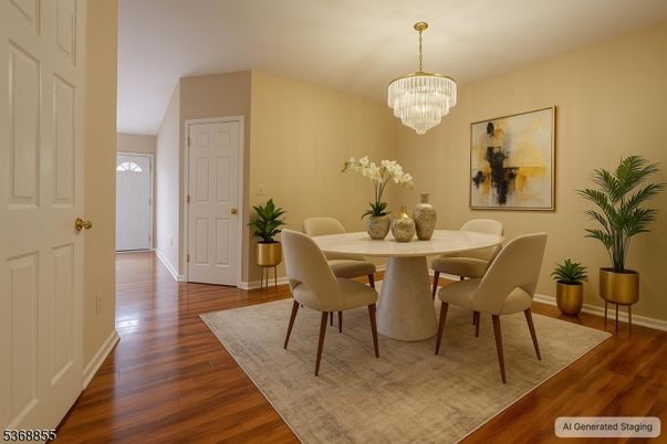 Chandelier, Dining room, Interior, Wood Texture Flooring