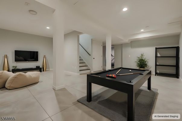 Billiard Table, Game Room, Interior, Recessed Lighting