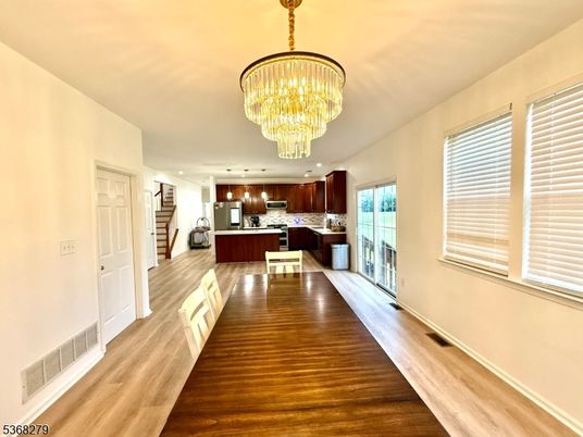 Chandelier, Interior, Kitchen, Pendant Lights, Wood Texture Flooring