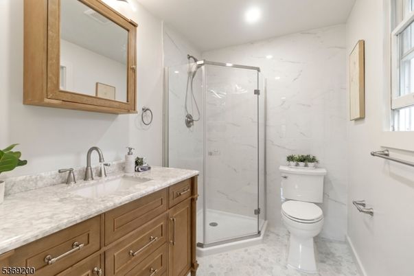 Bathroom, Glass Shower, Interior, Marble Walls, Recessed Lighting