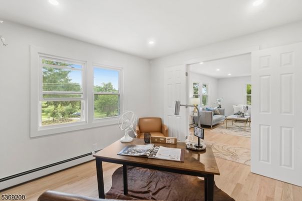 Home Office, Interior, Living room, Recessed Lighting, Wood Texture Flooring