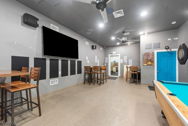 Billiard Table, Fireplace, Game Room, Interior, Recessed Lighting