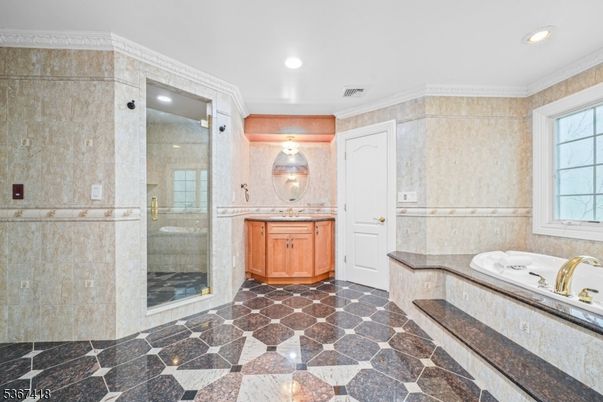 Bathroom, Glass Shower, Interior, Recessed Lighting